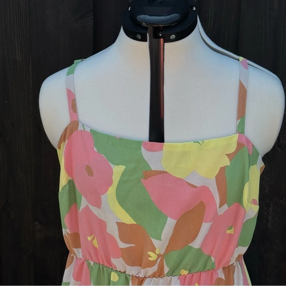 Sanctuary Orange and Pink Spaghetti Strap Midi Sundress